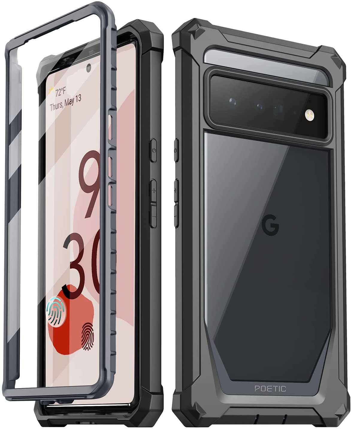 Mulbess Cover A Libro Magnetica Per Google Pixel 6 Pro Con Tasca Porta Carte E Supporto - Pelle Sintetica Diamante Blu - 4