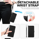 iPhone 16 Leather Magnetic Closure Protective Flip Cover Compatible Black