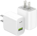 2 Pack USB C Charger Block, Dual Port Type C Wall Charger Fast Charging 20W Power Adapter Cube