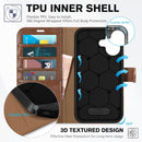 iPhone 16 Leather Magnetic Closure Protective Flip Cover Compatible Black
