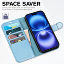 iPhone 16 Leather Magnetic Closure Protective Flip Cover Compatible Black