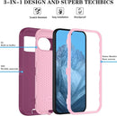 Qinmay Phone Case for Google Pixel 10 Pro XL Case with HD Screen Protector, Heavy Duty Shockproof & Dropproof 3-Layer Cover Phone Case (WineRedPink, for Pixel 10 Pro XL)