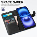 iPhone 16 Leather Magnetic Closure Protective Flip Cover Compatible Black