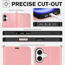iPhone 16 Leather Magnetic Closure Protective Flip Cover Compatible Black