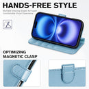 iPhone 16 Leather Magnetic Closure Protective Flip Cover Compatible Black