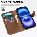 iPhone 16 Leather Magnetic Closure Protective Flip Cover Compatible Black