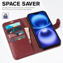 iPhone 16 Leather Magnetic Closure Protective Flip Cover Compatible Black