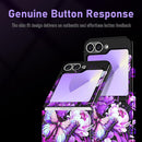 for Galaxy Z Flip 6 Case,Glitter Floral Pattern Hard PC Slim Shockproof Full Body Protective Girls Case