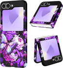 for Galaxy Z Flip 6 Case,Glitter Floral Pattern Hard PC Slim Shockproof Full Body Protective Girls Case
