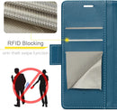 Galaxy Z Fold 7 leather wallet case with RFID blocking and flip stand