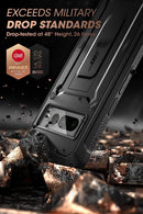 Google Pixel 7 Pro, Full - Body Rugged Belt - Clip & Kickstand Case Screen Protector Black