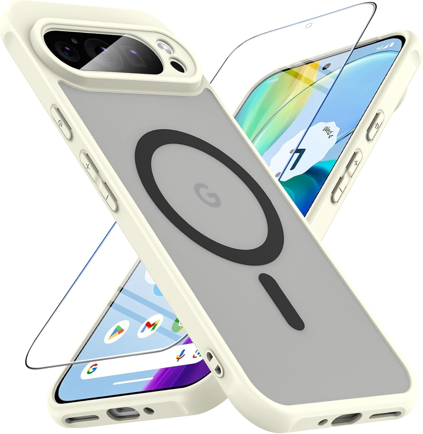 Google Pixel 9 Pro XLホワイト 本体、マグセーフ化ケース付き Pixel 9 Pro XL MagSafe Case – Slim Magnetic Protection