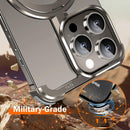 Military grade shockproof slim iPhone 16 Pro Max case with aluminum frame ring kickstand invisible protection