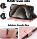 Case for iPhone 16 Pro Max with Card Holder + Wrist Strap, Flip Wallet Cover with Kickstand & Magnetic Closure