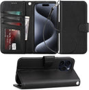 Case for iPhone 16 Pro Max with Card Holder + Wrist Strap, Flip Wallet Cover with Kickstand & Magnetic Closure