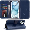 Case for iPhone 16 Pro Max with Card Holder + Wrist Strap, Flip Wallet Cover with Kickstand & Magnetic Closure