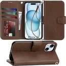 Case for iPhone 16 Pro Max with Card Holder + Wrist Strap, Flip Wallet Cover with Kickstand & Magnetic Closure
