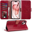 i Phone 16 Pro Max Plus Case Card Holder Wrist Strap Wallet Flip Cover