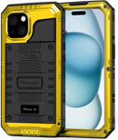 iPhone 15 Case Metal Heavy Duty Full Body Protective Defender Rugged Cover