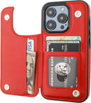 iPhone 15 Pro Wallet Case Card Holder PU Leather Kickstand Card Slots Case