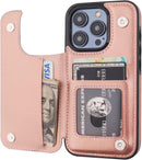 iPhone 15 Pro Wallet Case Card Holder PU Leather Kickstand Card Slots Case