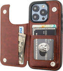 iPhone 15 Pro Wallet Case Card Holder PU Leather Kickstand Card Slots Case