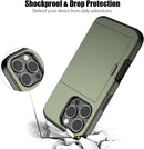 iPhone 16 Pro Case Card Holder Heavy Duty Dual Layer Shockproof Wallet Case
