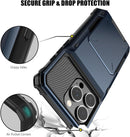 iPhone 16 Pro Case Card Holder Heavy Duty Dual Layer Shockproof Wallet Case