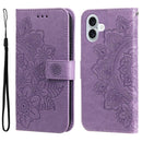 iPhone 16/17 Series Seven - petal Flowers Embossing Leather Phone Case