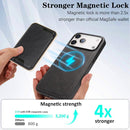 iPhone 17 Slim MagSafe Ring Magnetic Card Bag Leather Phone Case