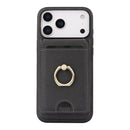 iPhone 17 Strong MagSafe Ring Magnetic Card Bag Holder Leather Phone Case