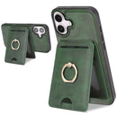 iPhone 17 Strong MagSafe Ring Magnetic Card Bag Holder Leather Phone Case