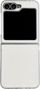 Leather Case Compatible with Samsung Galaxy Z Flip 7, PU Hard PC Thin Slim