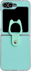 Leather Case Compatible with Samsung Galaxy Z Flip 7, PU Hard PC Thin Slim