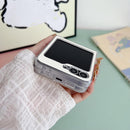 Leather Case Compatible with Samsung Galaxy Z Flip 7, PU Hard PC Thin Slim