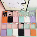 Leather Case Compatible with Samsung Galaxy Z Flip 7, PU Hard PC Thin Slim