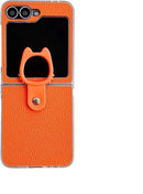 Leather Case Compatible with Samsung Galaxy Z Flip 7, PU Hard PC Thin Slim