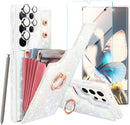 Samsung Galaxy S24 Ultra Wallet Glitter 5 Card Holder 360°Rotation Ring Stand Shockproof Cover