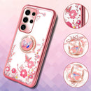 Glitter case for Samsung Galaxy S25 Ultra shockproof rotating ring kickstand bling wireless charging cover