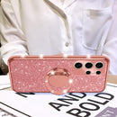 Glitter case for Samsung Galaxy S25 Ultra shockproof rotating ring kickstand bling wireless charging cover