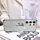Glitter case for Samsung Galaxy S25 Ultra shockproof rotating ring kickstand bling wireless charging cover