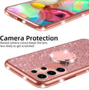 Glitter case for Samsung Galaxy S25 Ultra shockproof rotating ring kickstand bling wireless charging cover