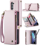 Samsung Galaxy Z Fold 5 Wallet S Pen Holder PU Leather Strap Wristlet Flip Magnetic Closure Card Holder