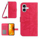 Skin Feel Sun Flower Embossed Flip Leather Phone Case with Lanyard, For iPhone 17 Pro Max