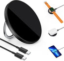 Wireless Charger 15W Fast Charging Pad Phone Ring Holder iPhone 12/13/16/17, Apple Watch