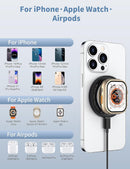 Wireless Charger 15W Fast Charging Pad Phone Ring Holder iPhone 12/13/16/17, Apple Watch