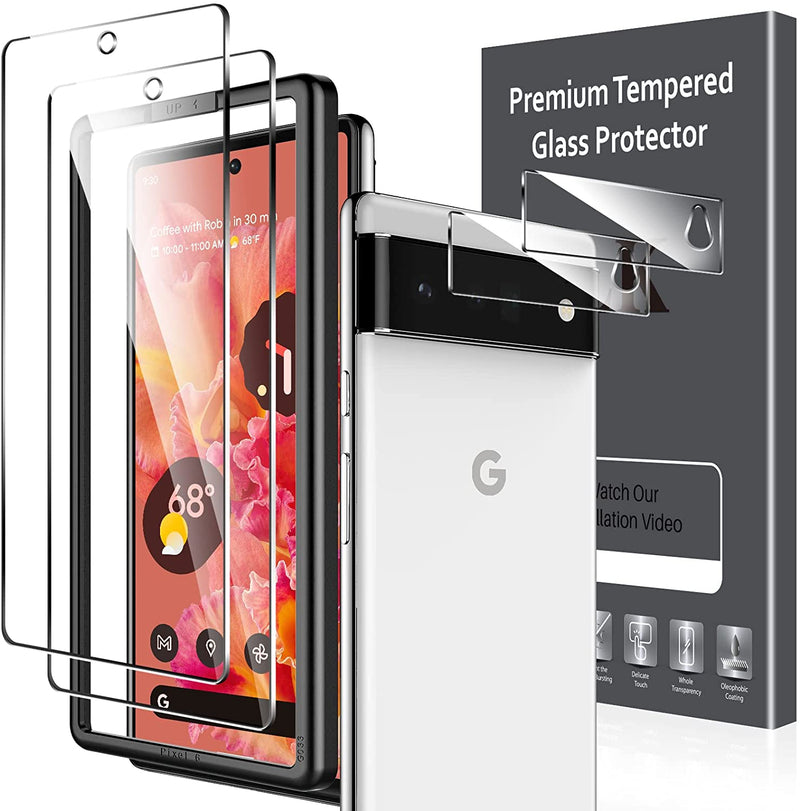 2 Pack Google Pixel 6 Screen Protector + 2 Pack Camera Lens Protector - Gorilla Cases