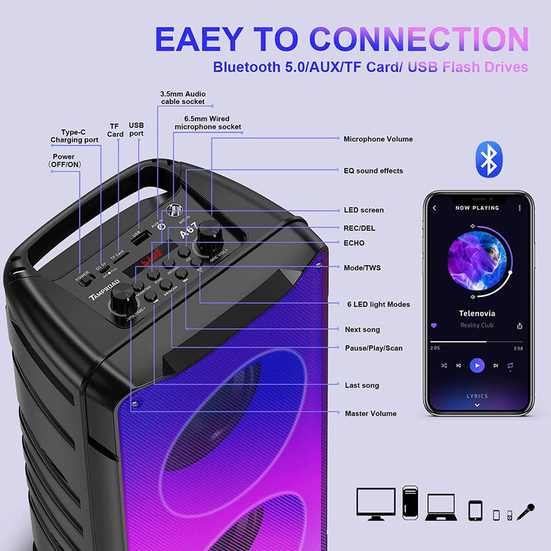 Bluetooth Speakers, 60W(80W Peak) Portable Loud Wireless Stereo Speaker - Gorilla Cases
