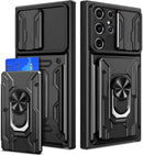 Galaxy S22 Ultra Magnetic Ring Kickstand Slide Camera Wallet Case