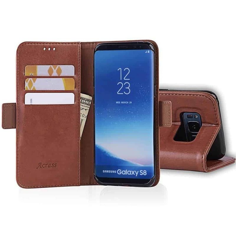 Galaxy S8 Plus Wallet Case Brown Luxury Leather Protective Case - Gorilla Cases